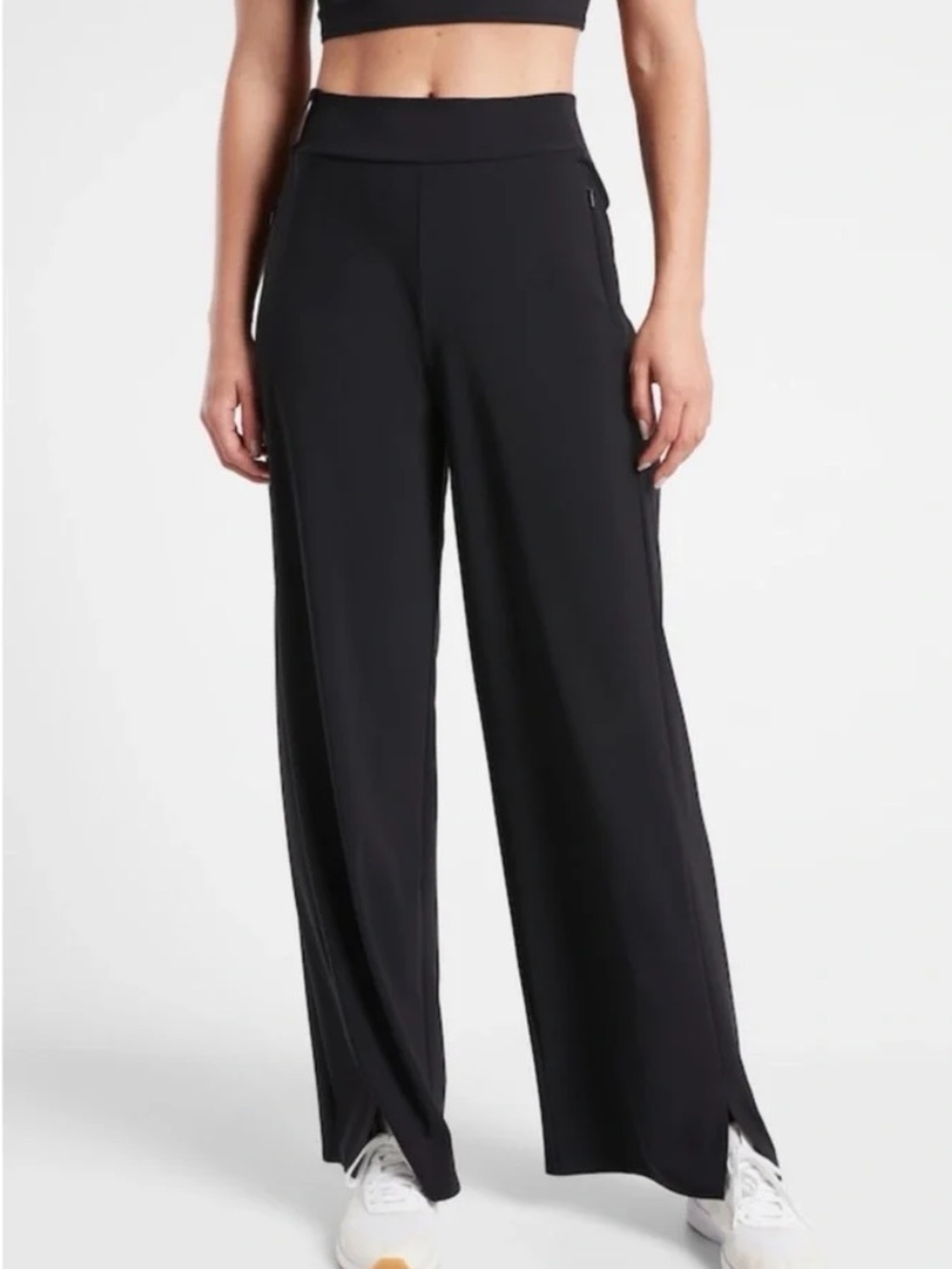 Athleta Cosmic Wide Leg Pant Black High Rise Travel Work Athleisure Women Size 8
